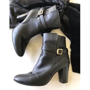 Black Leather Booties Heel 8 Target